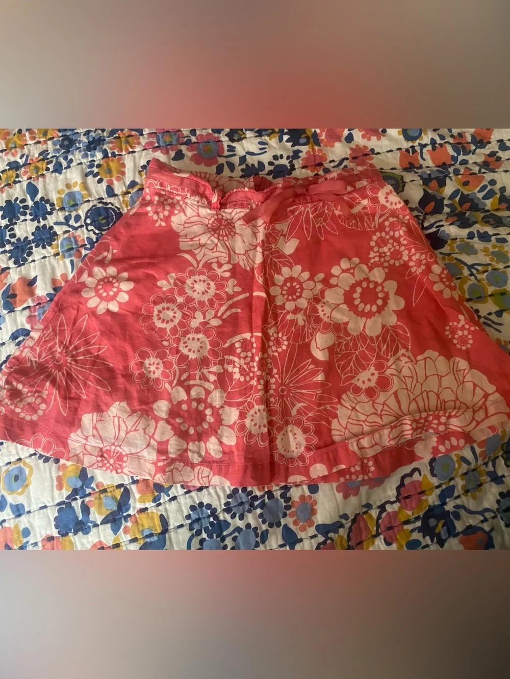 GAP Coral Pink Floral Flared Skirt